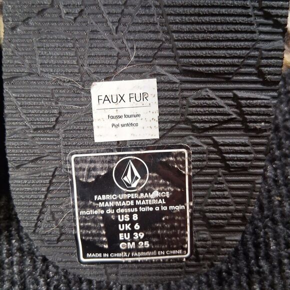 VOLCOM Lived In Lounge Leopard Cheetah Fur Slippers slide on shoes sz 8 - Picture 6 of 6